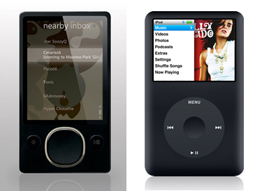 On The Left: The Zune - On The Right: The Ipod Classic